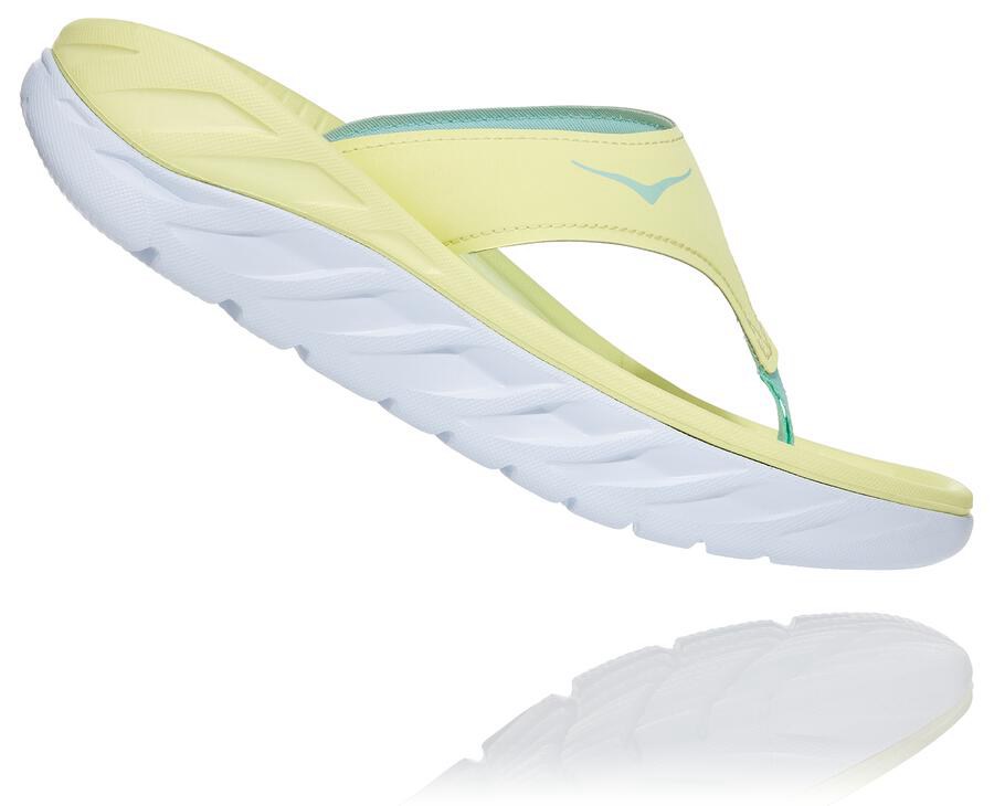 Hoka Australia One One ORA Recovery Flip - Womens Sandals Yellow/White - HSRJX-9604